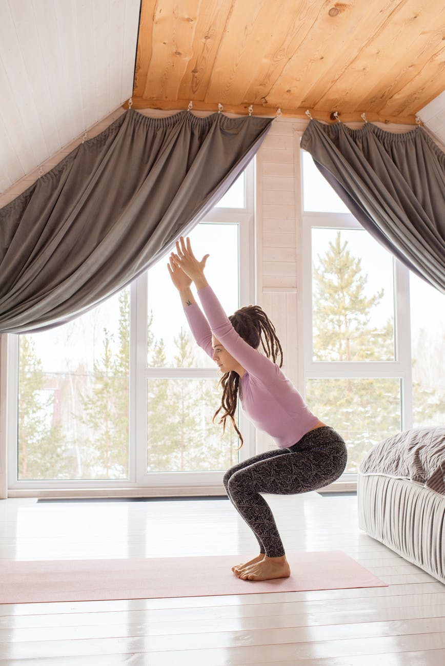 lady exercising at home