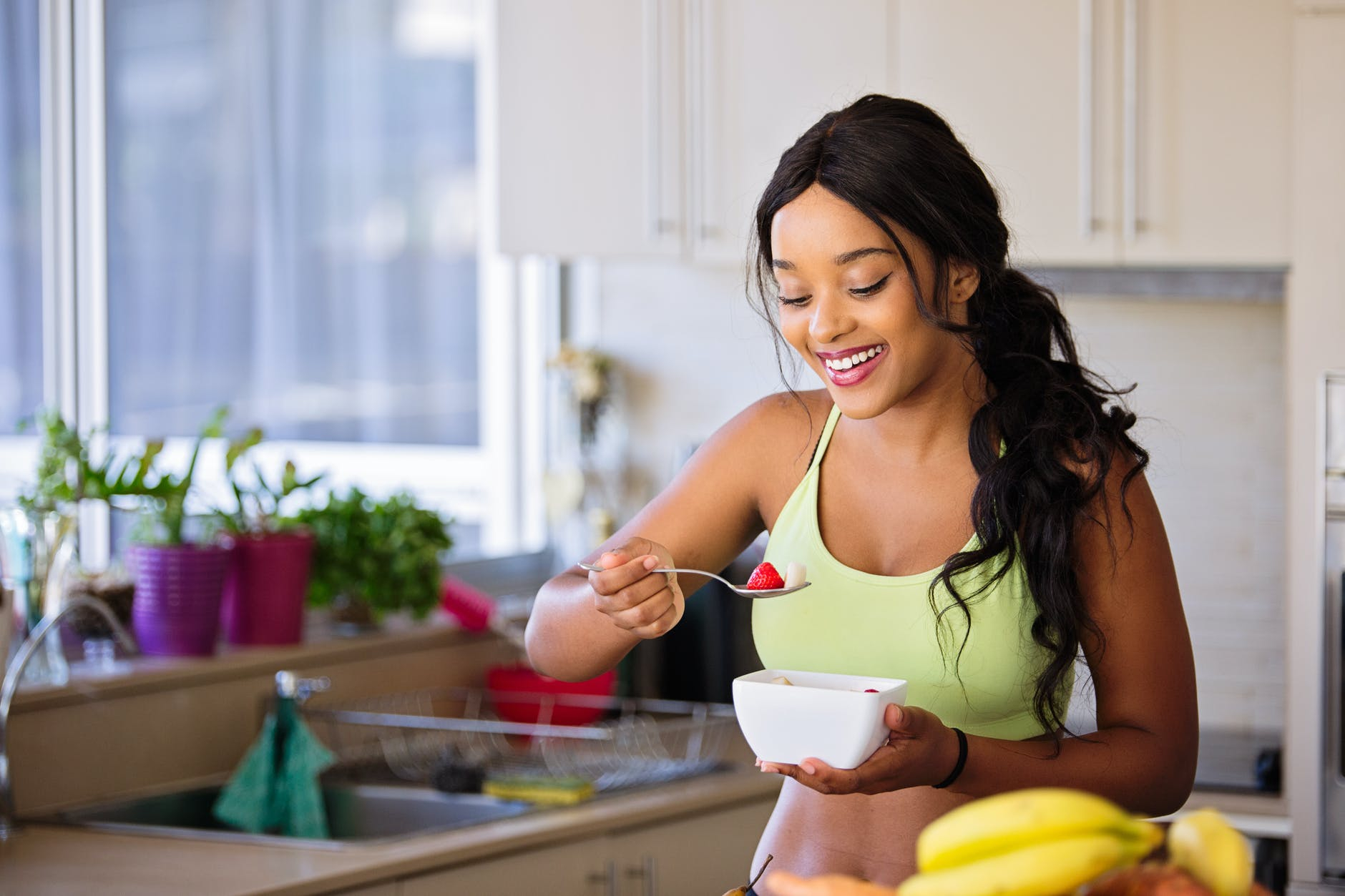 lady eating healthy meal