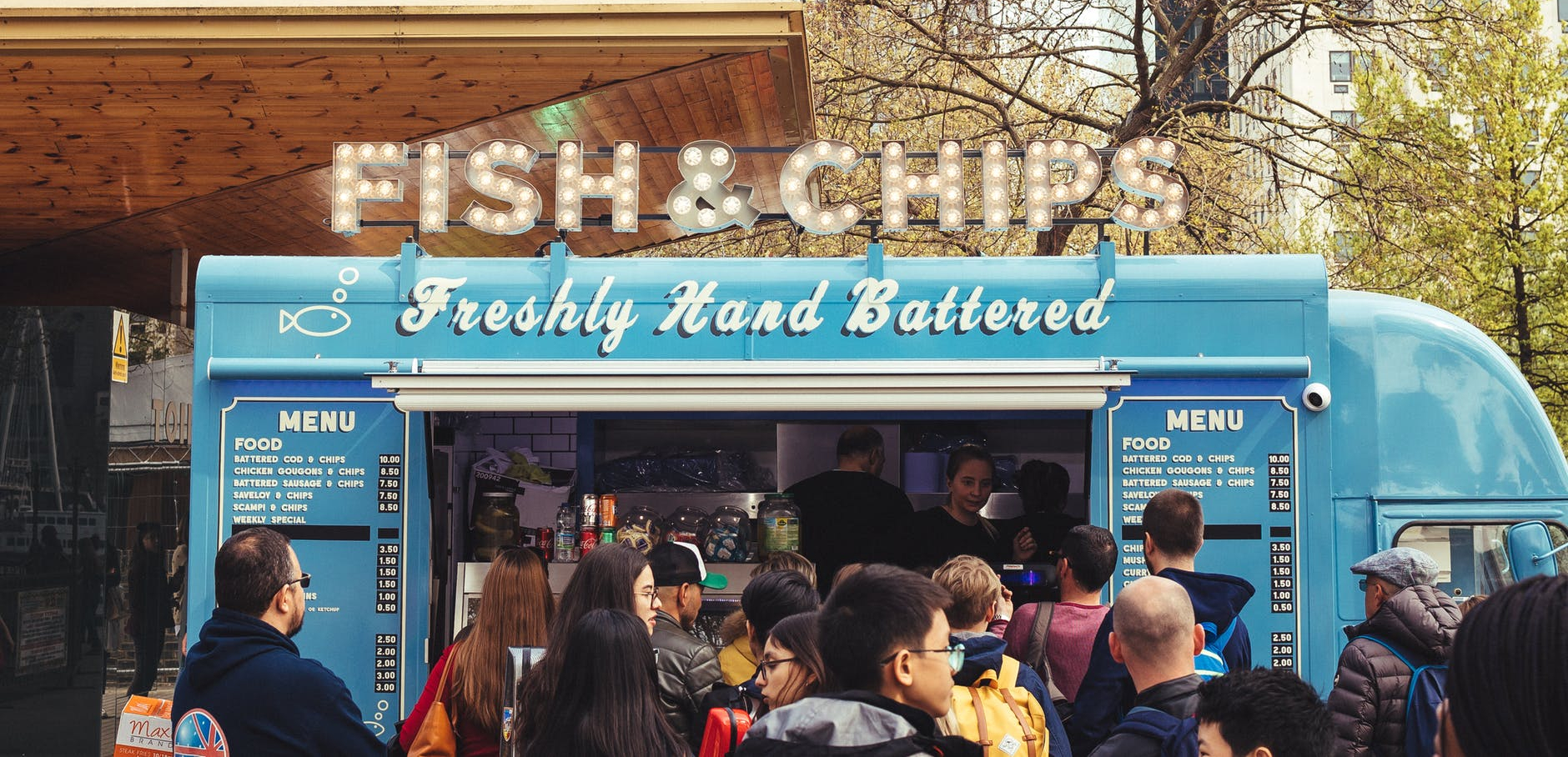 Eating at a food truck