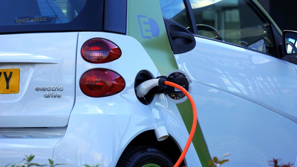 An electric car charging