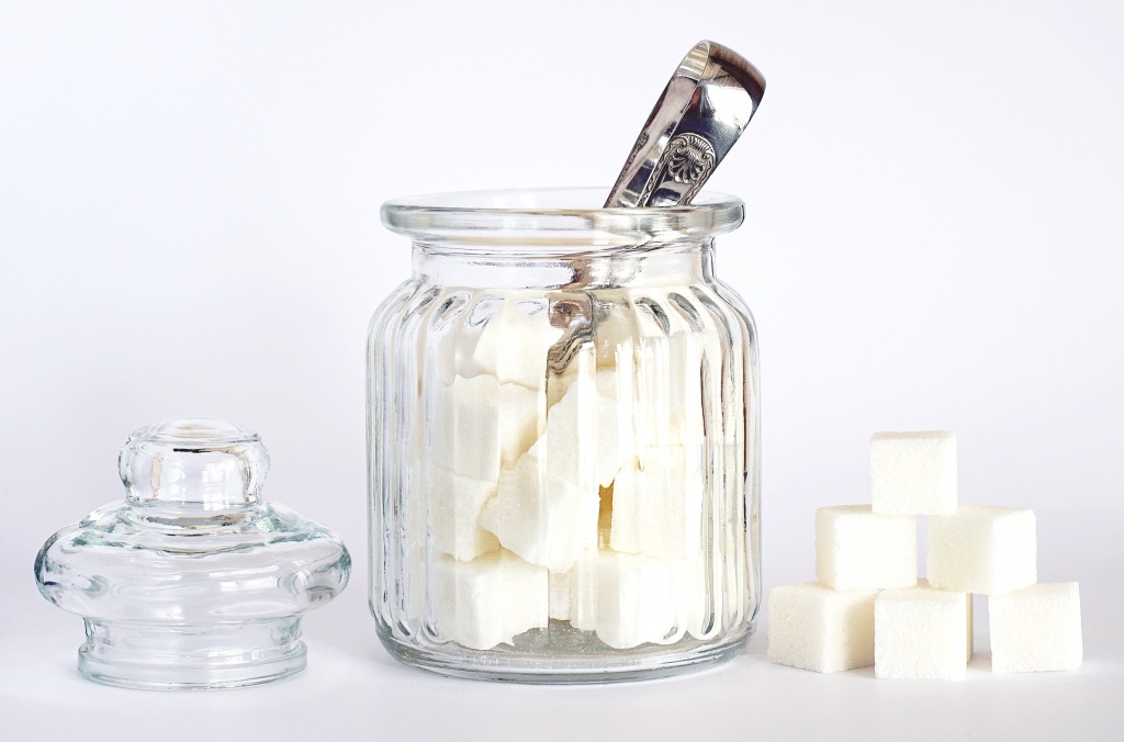 sugar cubes in a jar