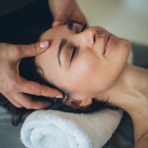 woman getting massage at spa